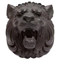 Ebonized Terracotta Lion's Head