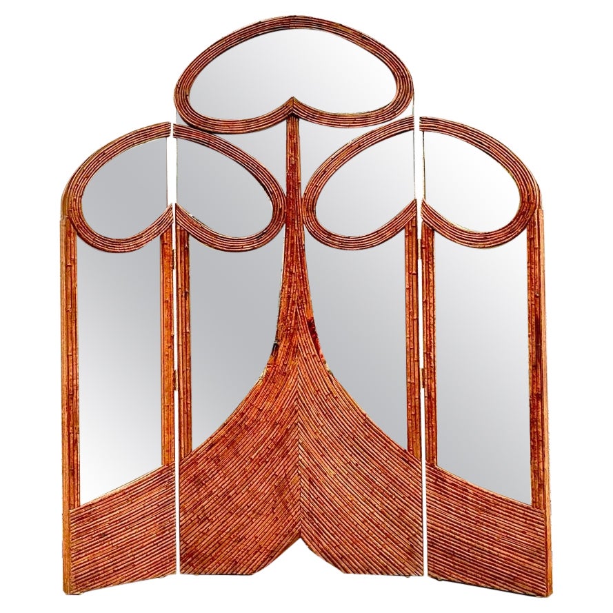 Vintage Jugendstil Monumentaler Schilf-Faltschirm
