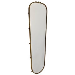 Mid Century Modern Vintage Brassed Oval Brass Bullets Floor Mirror 1960s