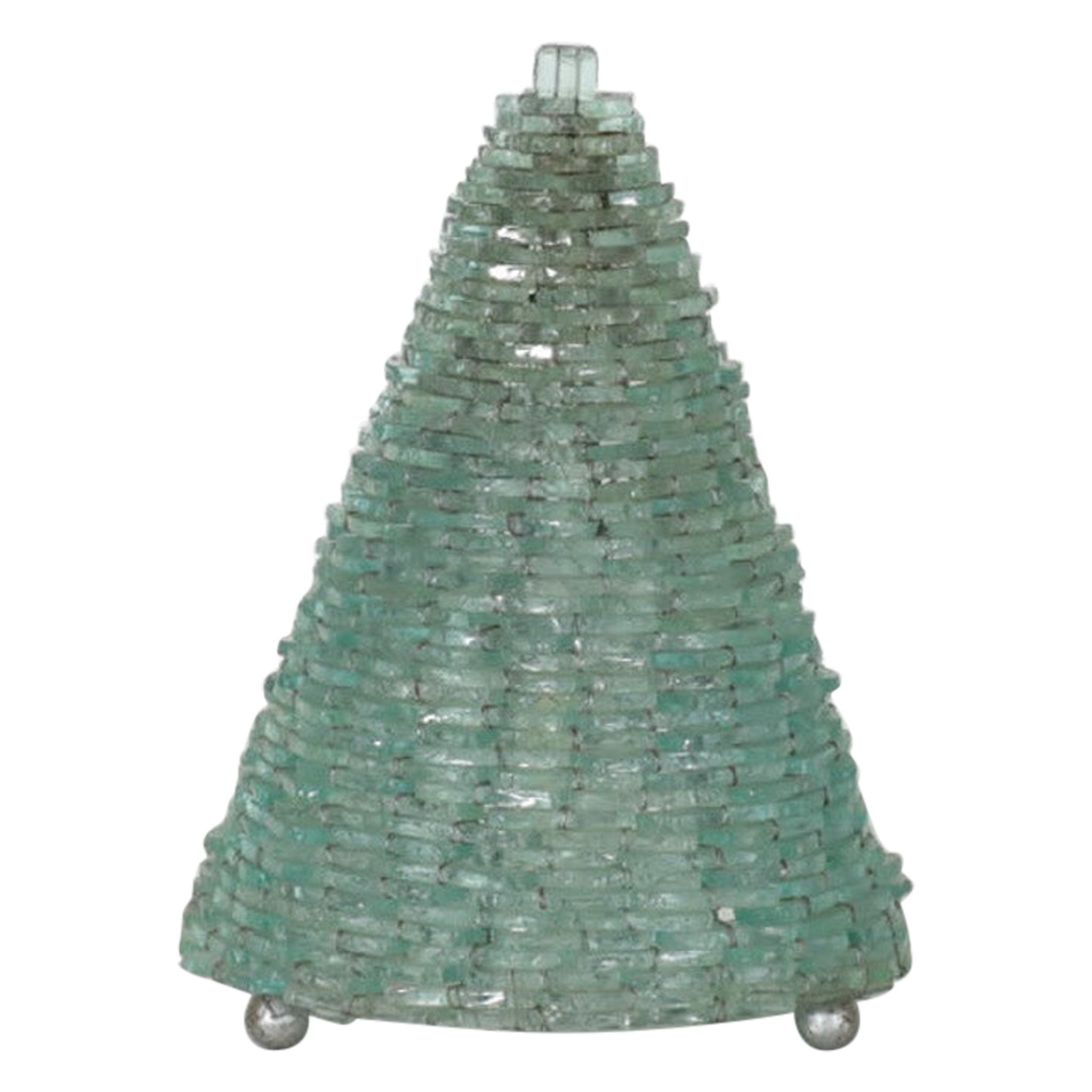 Lampe de table cône moderniste en verre tissé d'inspiration Poliarte