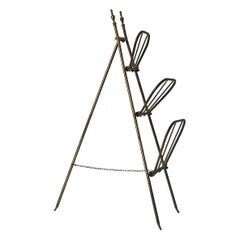Mid-century Messing 3-tier Folding Magazine Rack Stand, 1950er Jahre, Italien