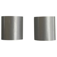 Round Grey Metal Pair of Sconces, 1960s, Germany