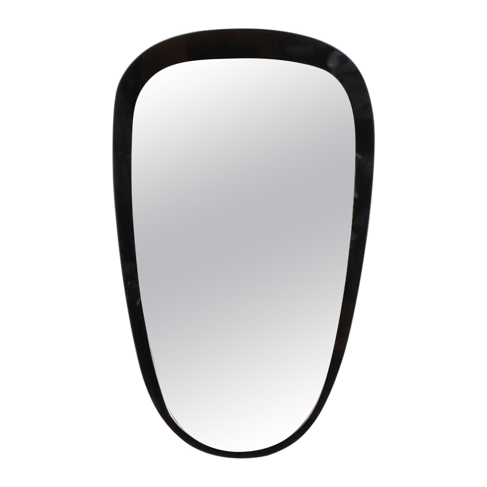 Italian Mid-Century Triangular Wall Hanging Mirror with Black Backing For Sale