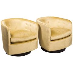 Pair of Milo Baughman Style Swivel Chairs 6