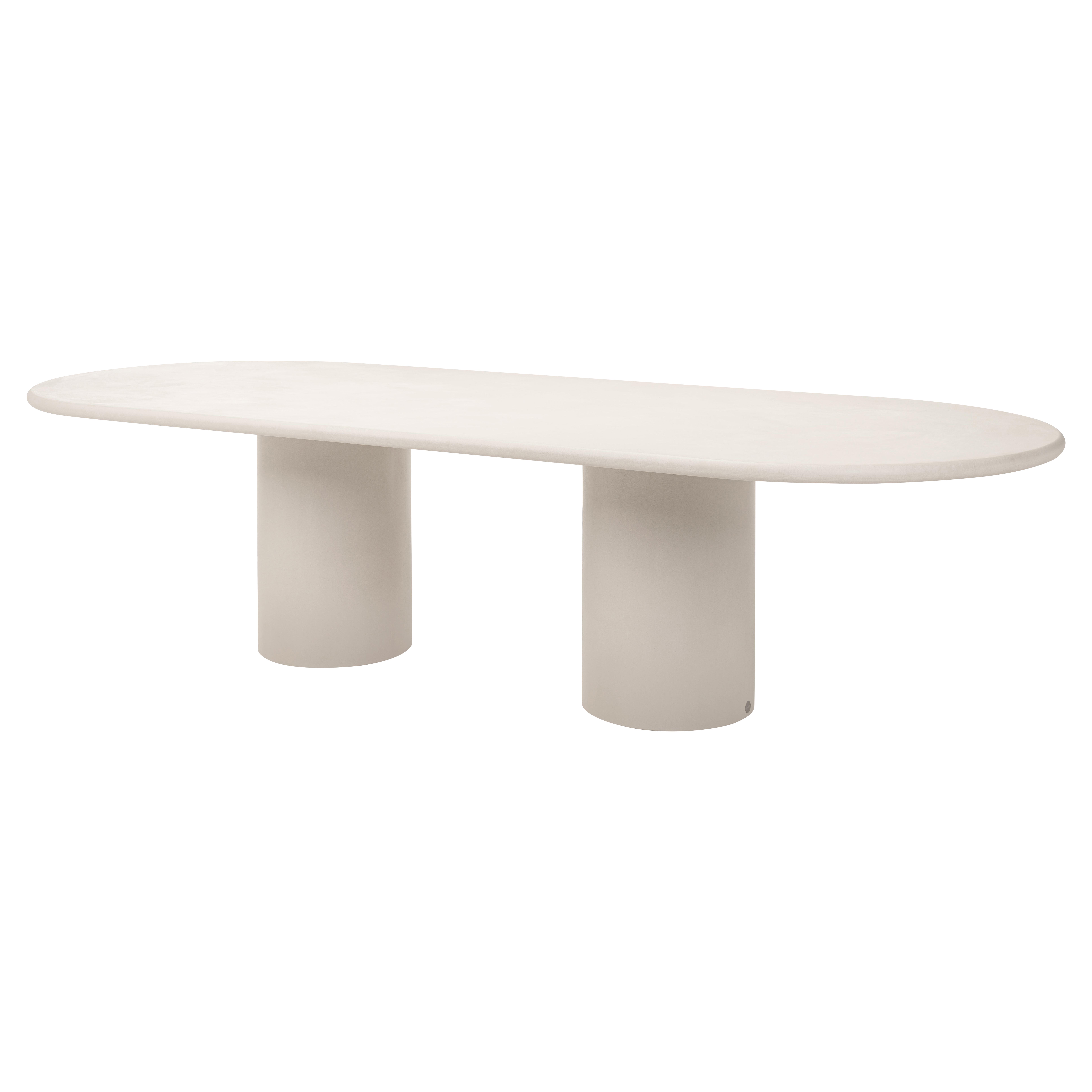 Contemporary Rounded Natural Plaster "Column" Table 240 cm by Isabelle Beaumont For Sale