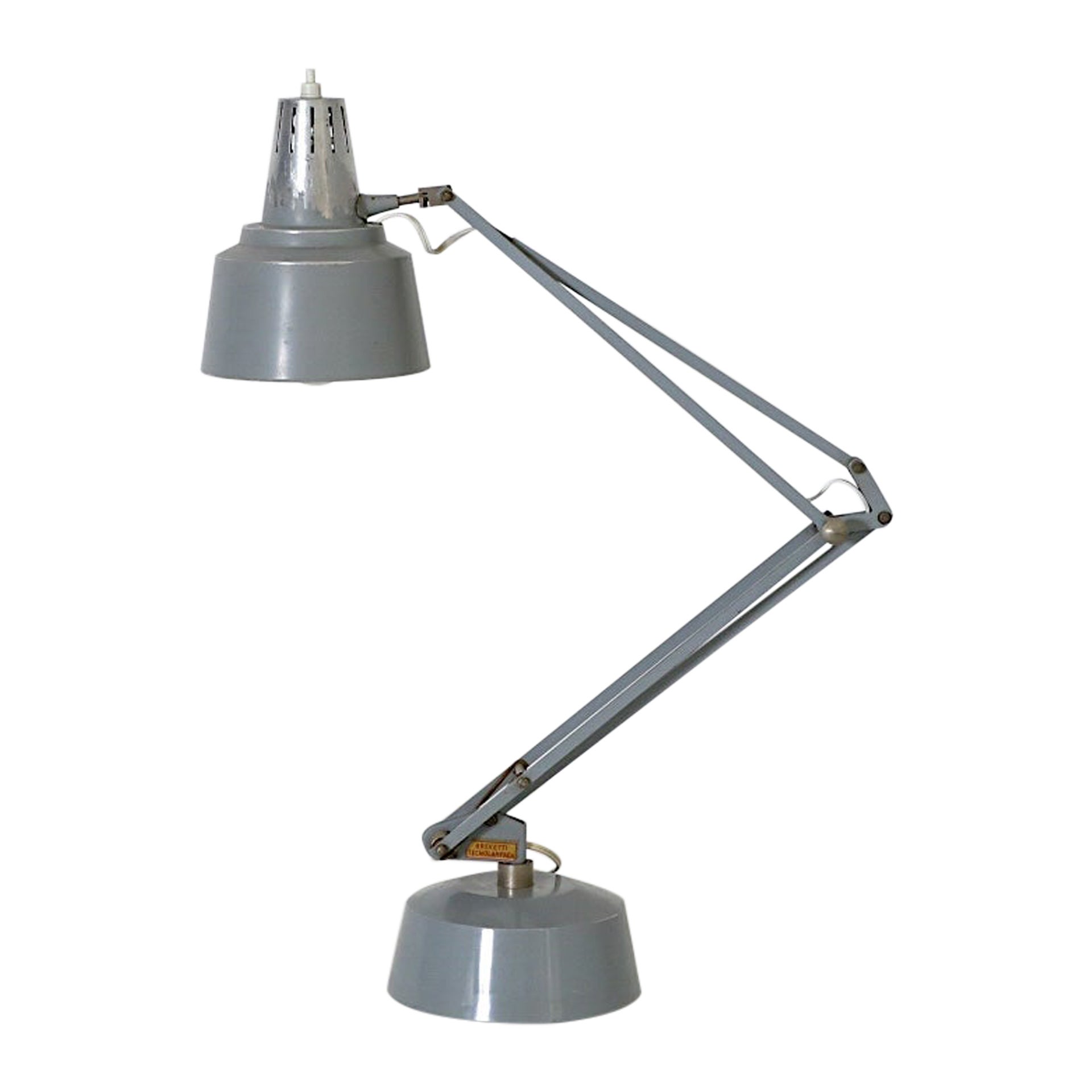 Lampe de fabrication italienne du milieu du siècle dernier, émaillée grise, Tecnolampada en vente