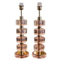 Pair of Murano Glass Disc Lamps