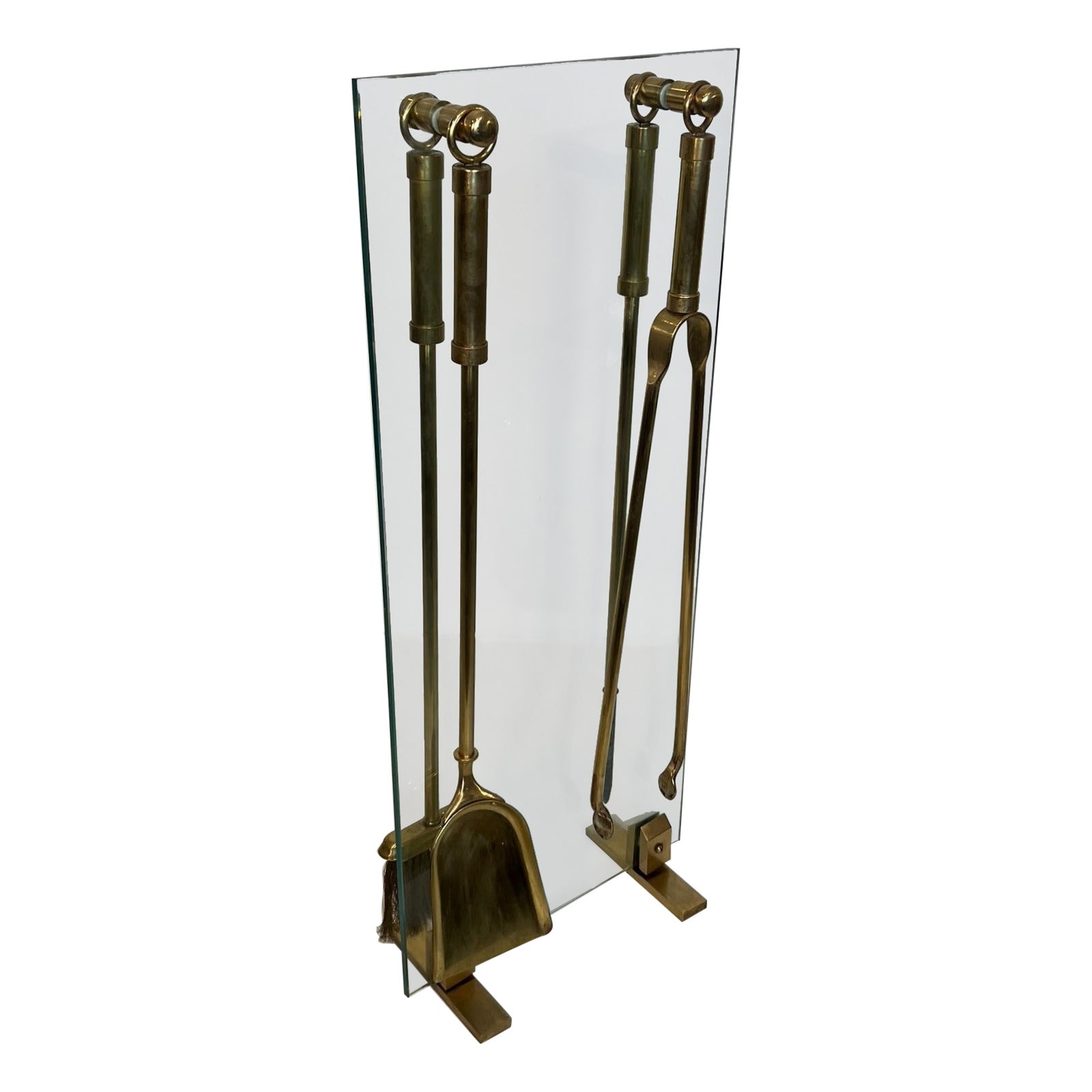 Glas- und Messing-Design-Kaminwerkzeuge