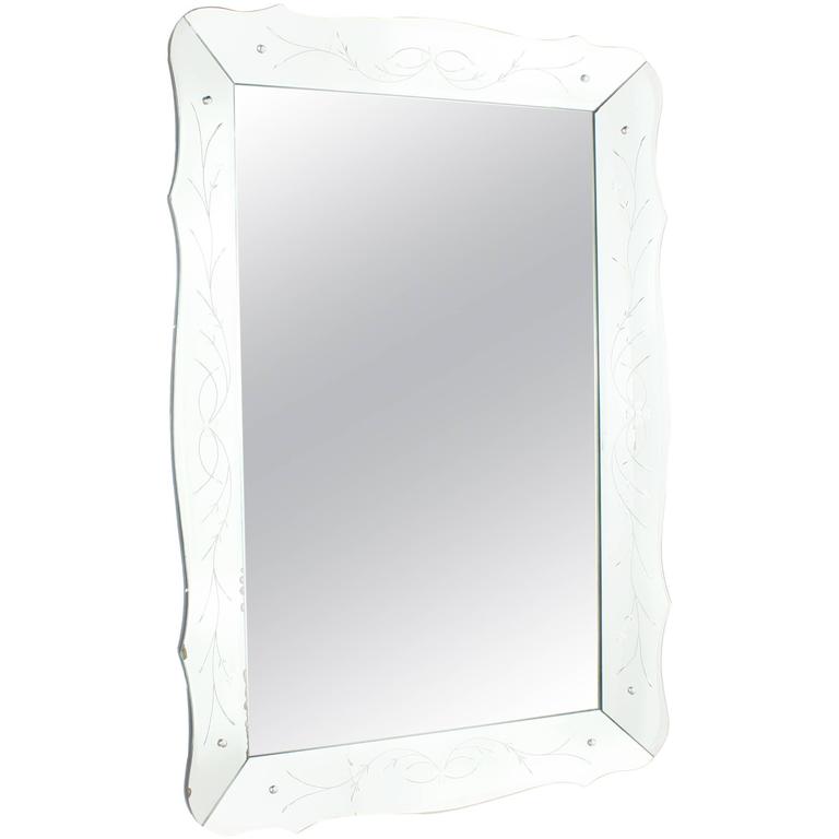 French Mirror Frame Mirror with Flower Motif, circa 1940 at 1stDibs