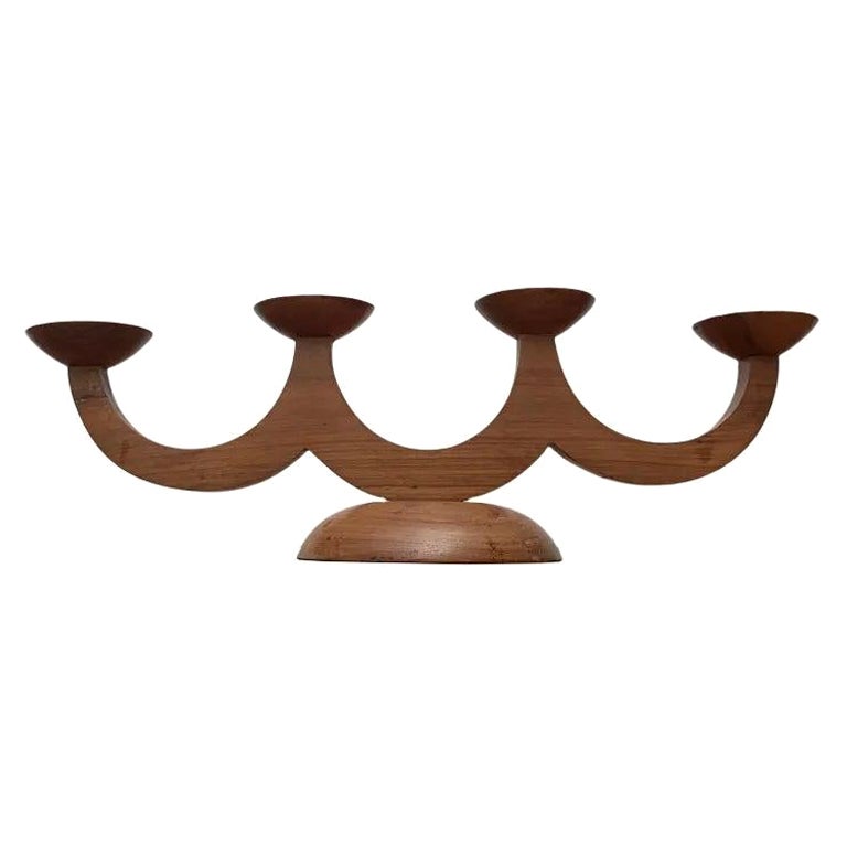 Portacandele scandinavo in legno vintage