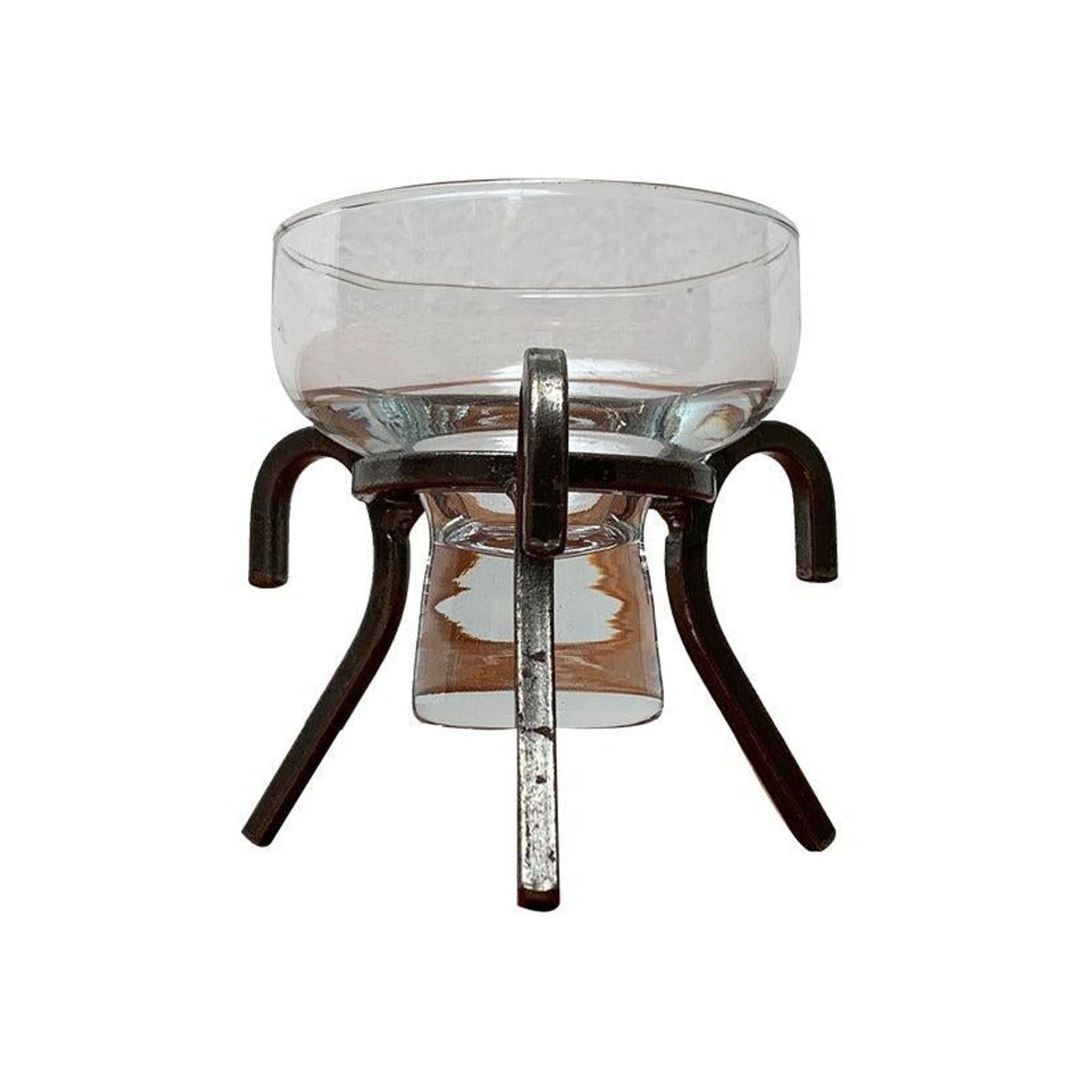 Mid-Century Danish Metal and Glass Candleholder, 1960s