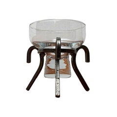 Mid-Century Danish Metal and Glass Candleholder, 1960s