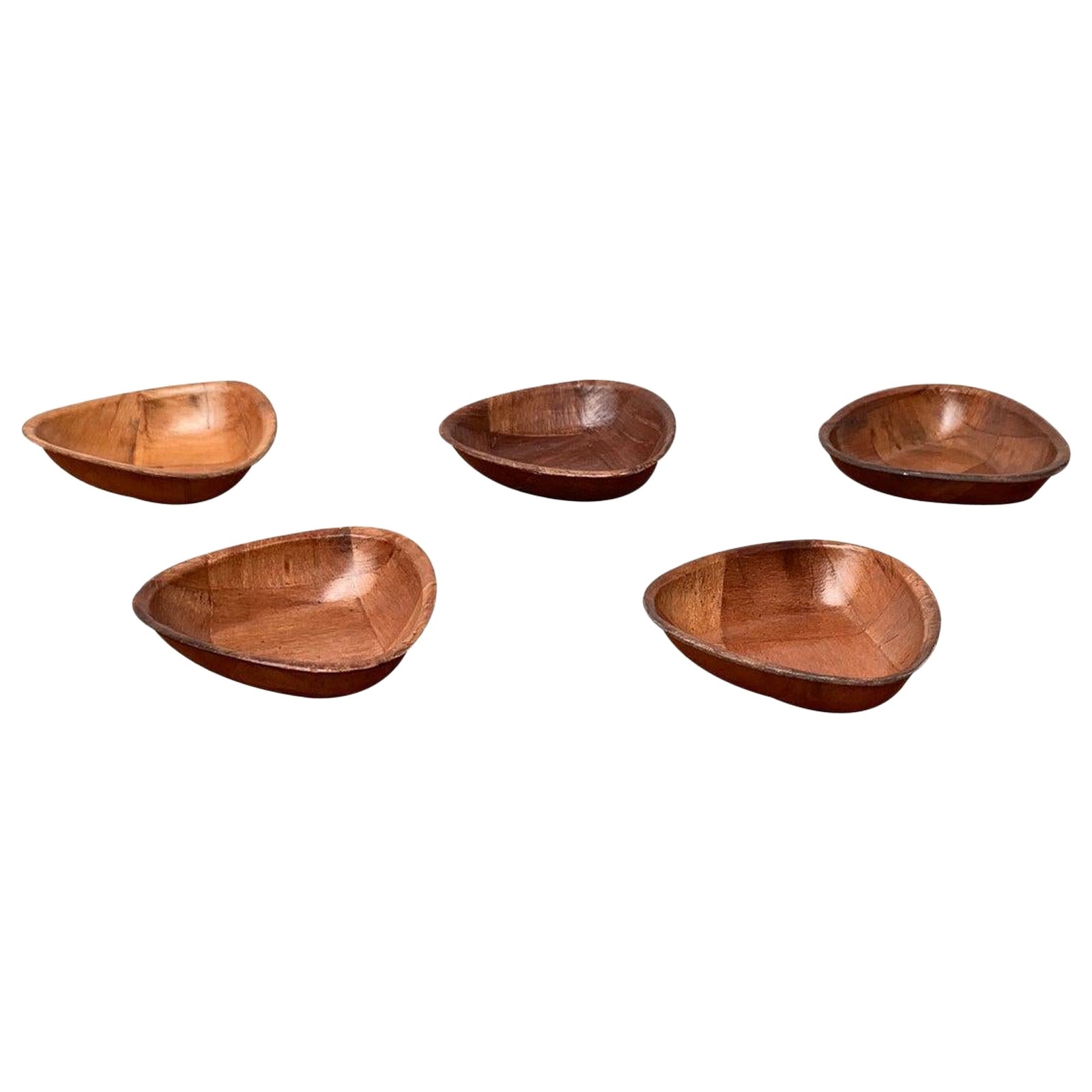 Juego de 5 cuencos de madera alemanes de mediados de siglo, años 60