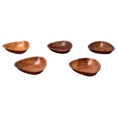 Juego de 5 cuencos de madera alemanes de mediados de siglo, años 60