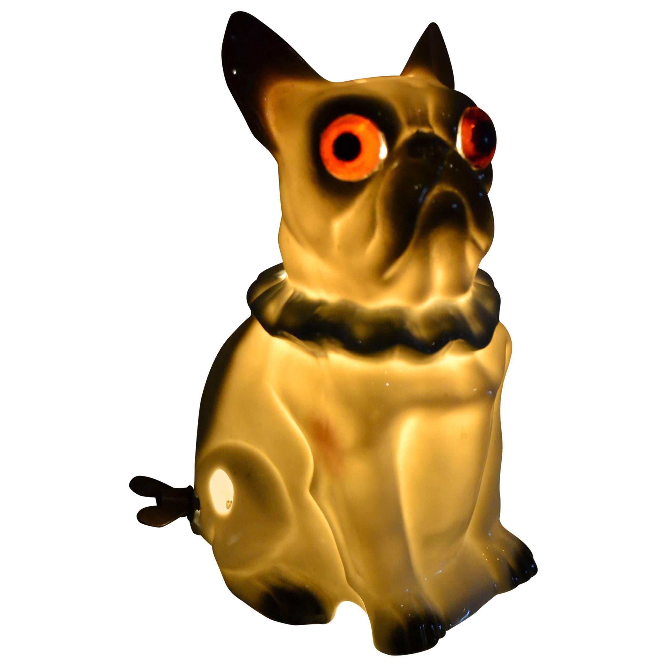 1920s Bavaria Porcelain Perfume Lamp French Bulldog
