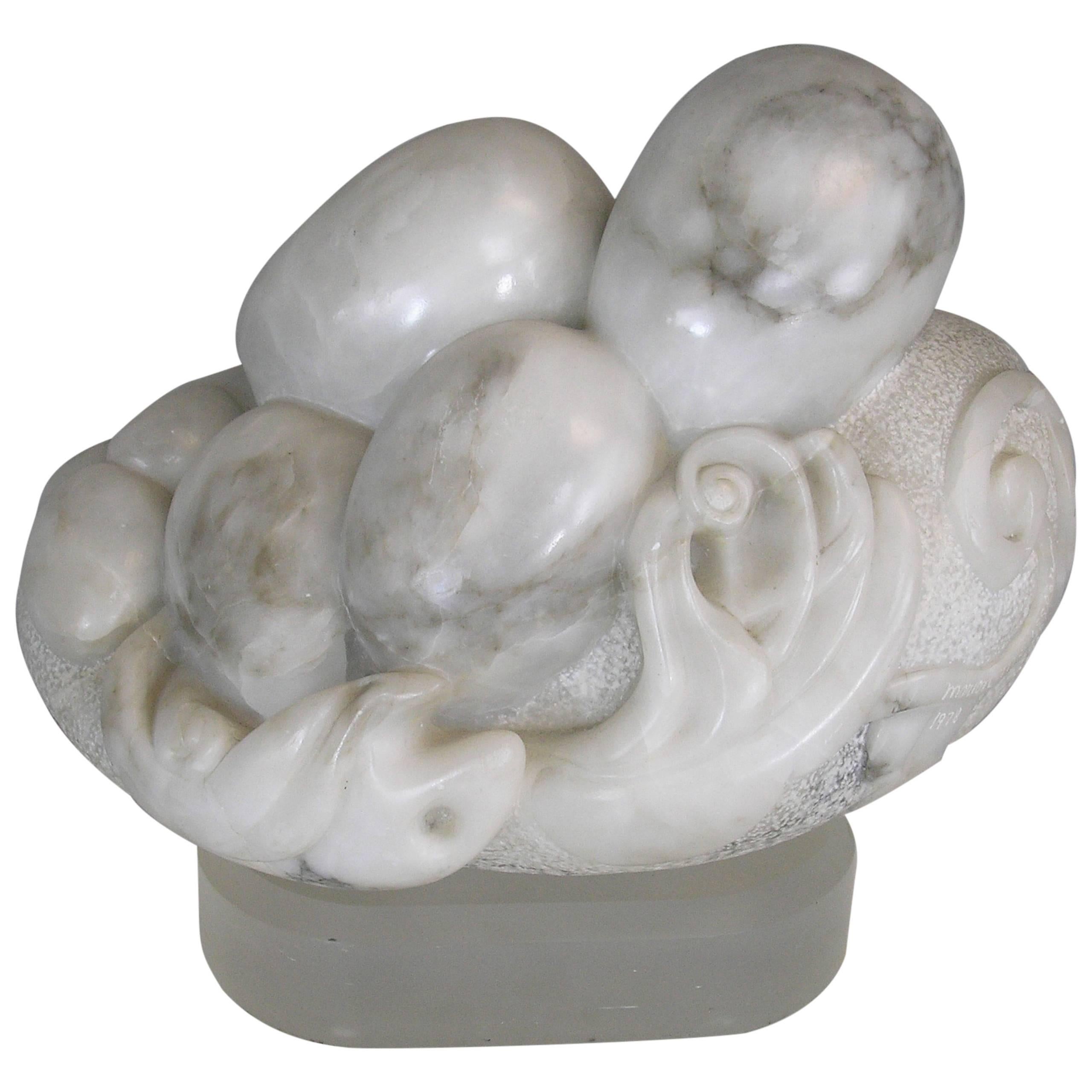 Marble Sculpture by Marion M. Sussler 1978 Entiltled Nesting Eggs For Sale