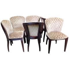 Vintage Set of Six Art Deco Rosewood Dining Chairs