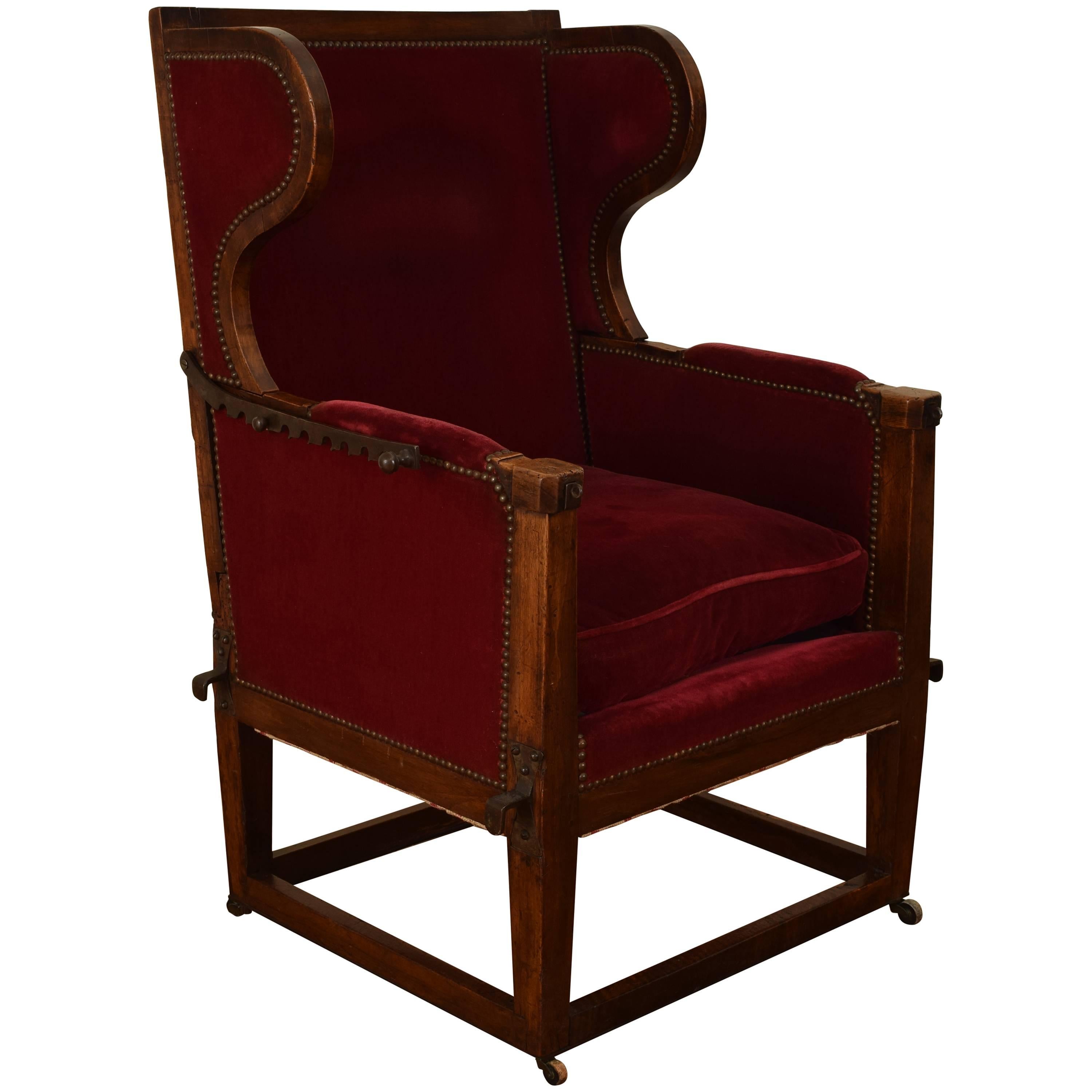 French Walnut and Upholstered 19th Century Reclining Bergere