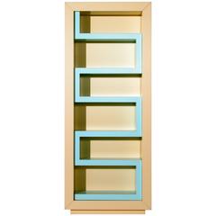 Contemporary Beige and Aqua Lacquer Bookshelf, Memphis Postdesign Gallery Milan 4