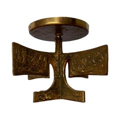 Mid-Century Brutalist Metal Candleholder, 1960s