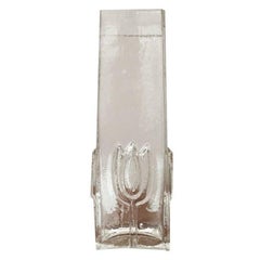 Mid-Century Scandinavian Glass Vase with Flower Motif, 1960s