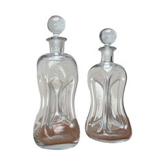 Set of 2 Vintage Danish Kluk Kluk Bottles in Glass from Holmegaard, 1970s
