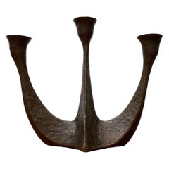 Brutalist Heavy Bronze 3-Arm Candleholder from Dalbeck, 1960s