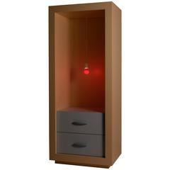 Beige and Blue Lacquer Chest of Drawers With Light, Memphis Style Italian Design 4