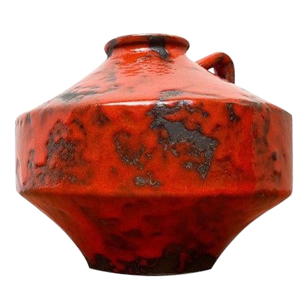 Vaso Ufo in ceramica lavica grassa brutalista di metà secolo, anni '60