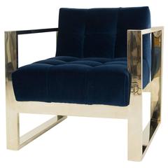 Brass Kube Chair in Navy Velvet 3