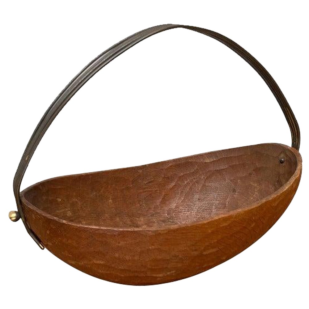 Schale aus Holz und Messing im Stil von Auböck, 1950er Jahre