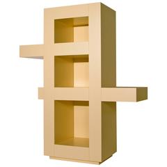 Contemporary Beige Lacquer Freestanding Bookshelf, Credenza, Memphis Postdesign 1