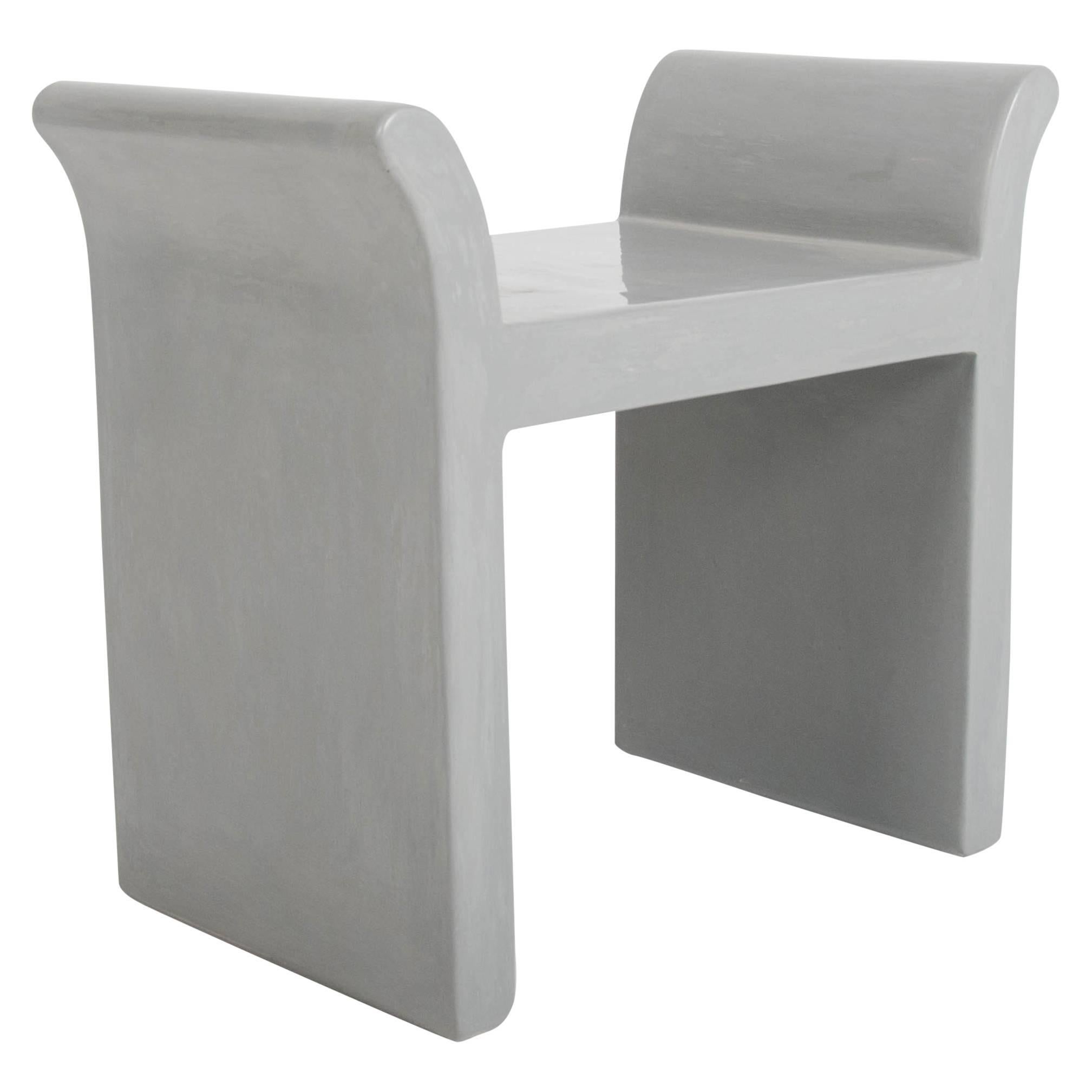 Vanity Seat in Grey Lacquer by Robert Kuo, Limited Edition For Sale