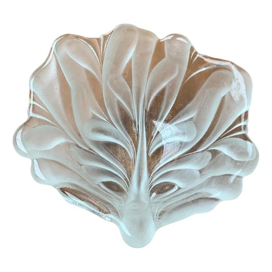Pesado cuenco de cristal floral alemán vintage de Walther Glas, años 70