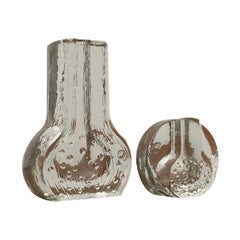 Set of 2 Vintage German Floral Glass Vase from Georgshütte, 1970s