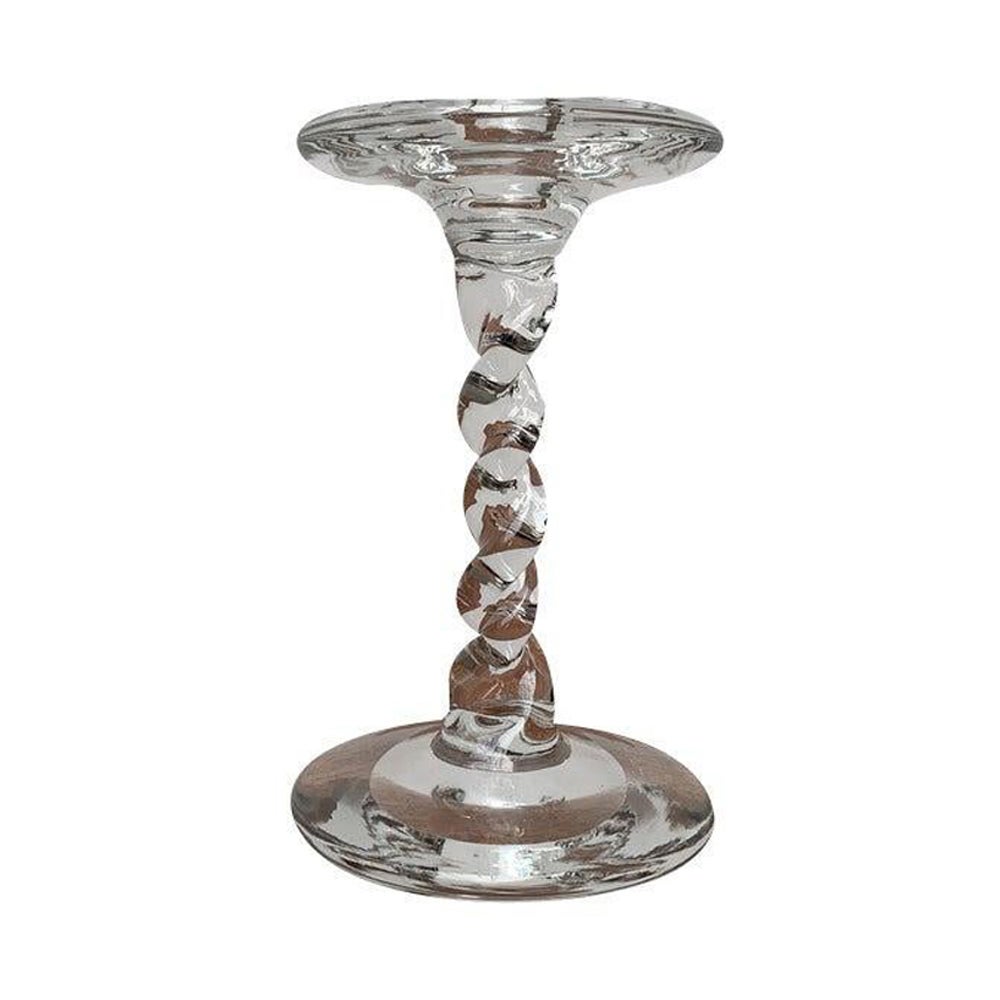 Vintage Glass Twisted Candle Stick Holder, 1970s