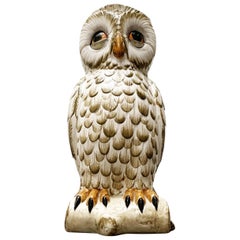 Stand parapluie hibou vintage en céramique italienne, années 1980