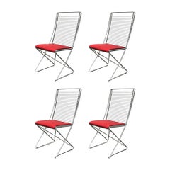 Set di 4 sedie postmoderne Kreuzschwinger Red Chair Pad di Till Behrens, anni '80
