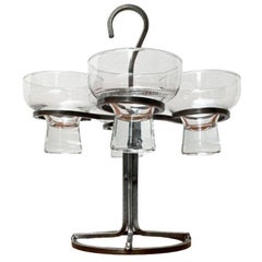 Mid-Century Modern Danish Metal and Glass Candleholder, 1960s