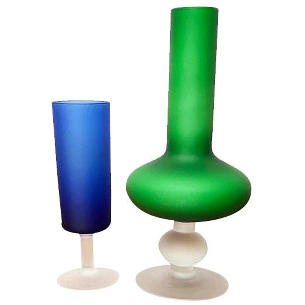 Set di 2 vasi e bicchieri italiani della serie Satinato attribuiti a Carlo Moretti, anni '70