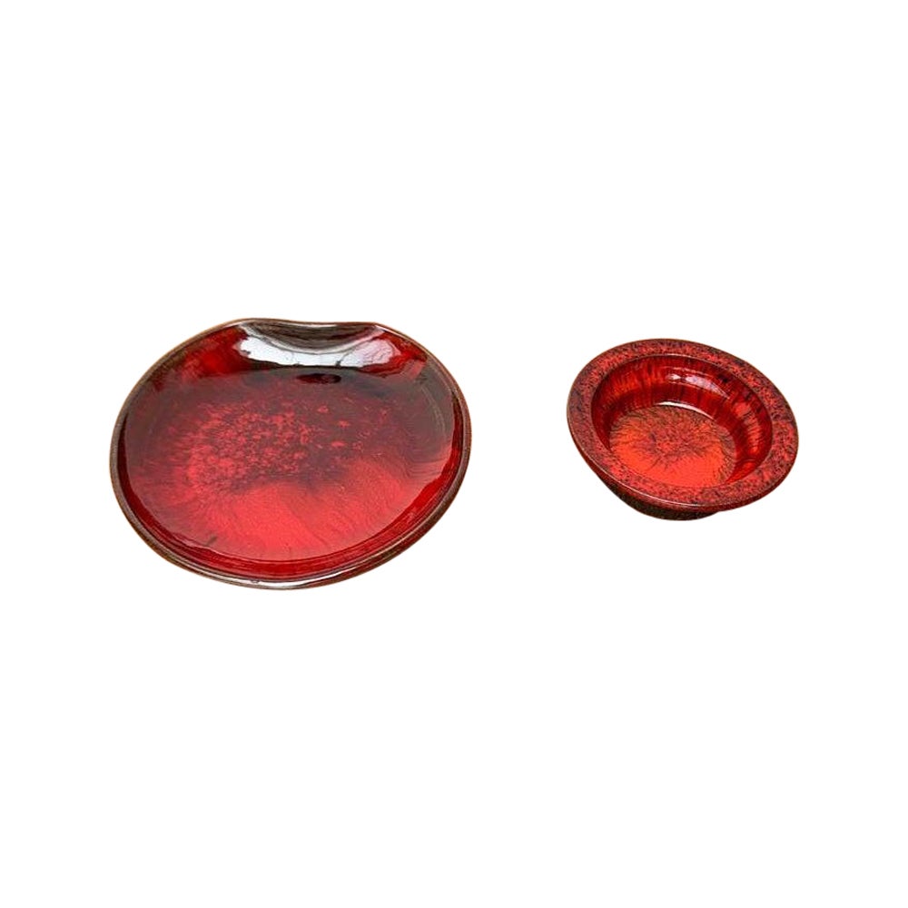 Ensemble de 2 bols en poterie Studio Danois du milieu du siècle de Ernst Pottery, Faxe, années 1960