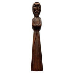 Vintage Wooden Sacral Figurine Sculpture