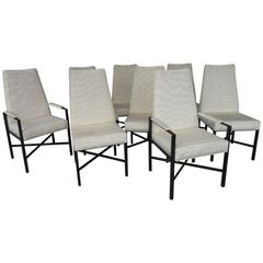 Eight Rare Dining Chairs by Dunbar, Oil Rubbed Bronze Finish