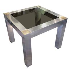 Modern Paul Evans Style Aluminum and Brass Parsons Card / Game Table