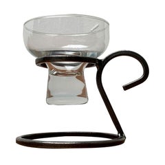 Mid-Century Danish Metal and Glass Candleholder 1960s