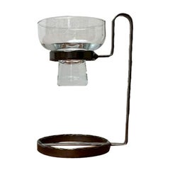 Mid-Century Danish Metal and Glass Candleholder