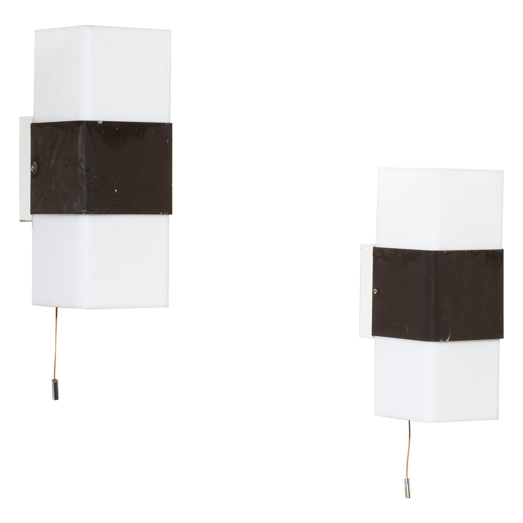 Paar Wandleuchten aus Metall und Acryl von Hoffmeister-Leuchten, 1970er Jahre im Angebot