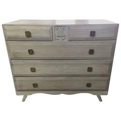 Antique 1920's English Oak Limed Chest with Four Leaf Clover Pulls
