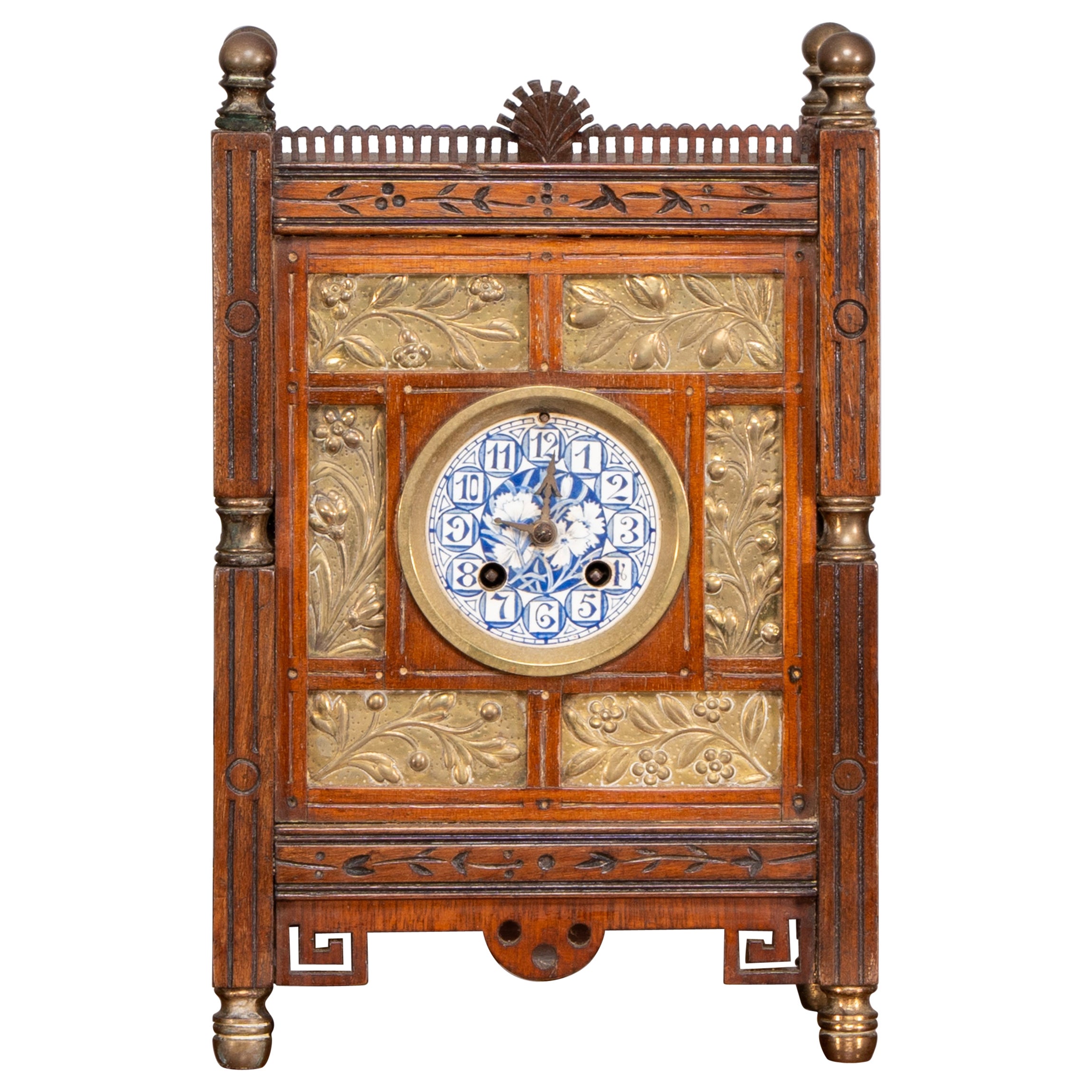 Howell and James, A small Aesthetic Movement walnut mantle clock