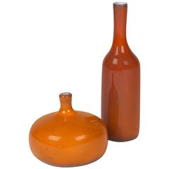 Two Orange and Red Glazed Ceramic Vases by Ruelland 7